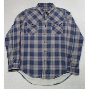 Wolf & Man Shirt Mens Medium Blue Plaid Long Sleeve Button Up Cotton Casual